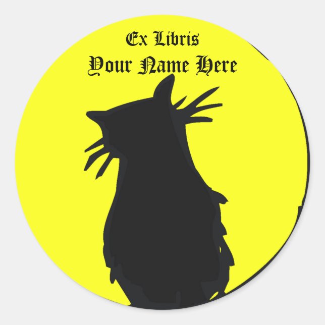 Chat noir dans la lune Sticker plaque d'immatricul (Devant)