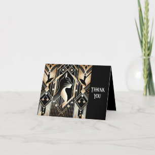 Chat noir décoratif Carte de remerciements Abstrai