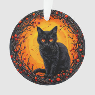 Chat noir d'Halloween aux yeux lumineux