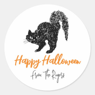 Chat noir Doodé Autocollants Halloween personnalis