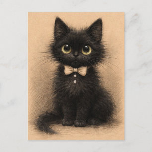Chat noir drôle. Carte postale