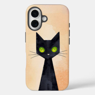 Chat noir éffrayant Halloween iPhone 16 Coque dur