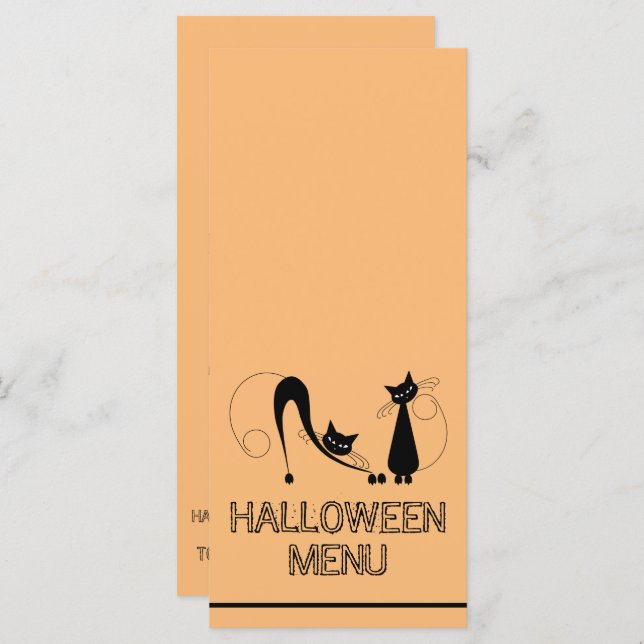 Chat Noir Élégant, Menu Halloween (Devant / Derrière)