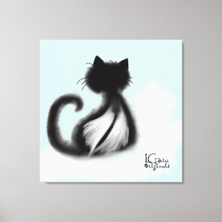 Chat noir en toile épistée du ciel