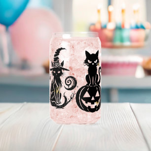 Chat noir et citrouille de café glacé Halloween
