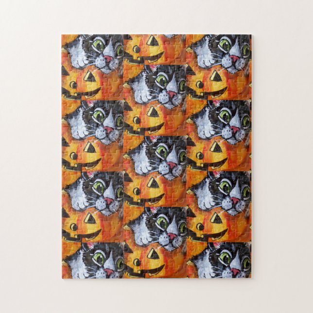 Chat noir et Jack OLantern Halloween Jigsaw Puzzle (Vertical)