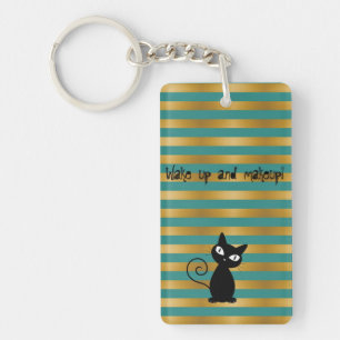 Chat noir fantaisiste, rayures - Réveillez-vous et