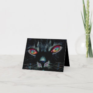 Chat noir Halloween avec carte d'yeux de feu