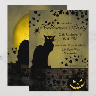 Chat Noir Halloween Einladung