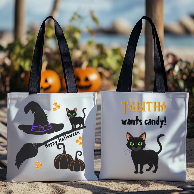 Chat noir Halloween heureux Sac fourre-tout person (Créateur téléchargé)