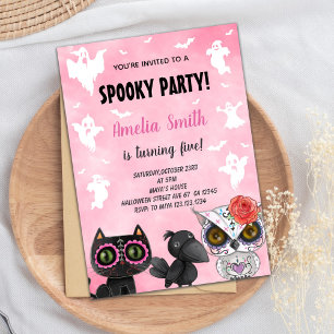 Chat noir Halloween Invitations Anniversaire