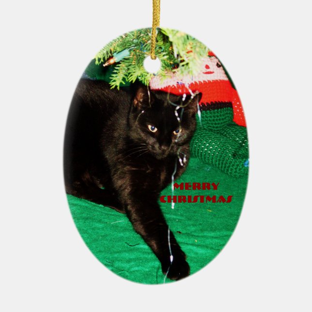 CHAT NOIR, JEUNE ORNEMENT DE NOËL (Devant)
