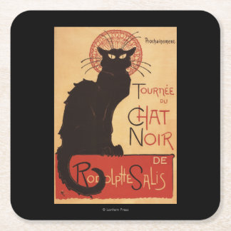 Chat-Noir Kabaretttroupe-schwarze Rechteckiger Pappuntersetzer