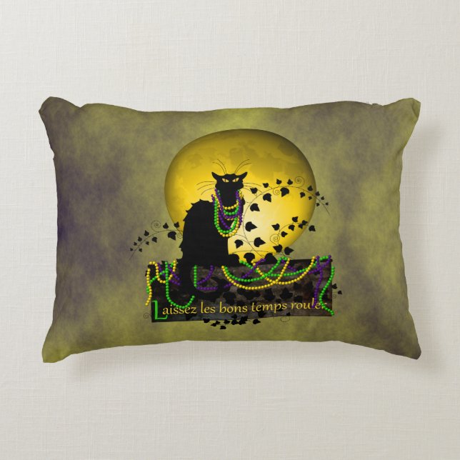 Chat Noir Mardi Gras Dekokissen (Vorderseite)