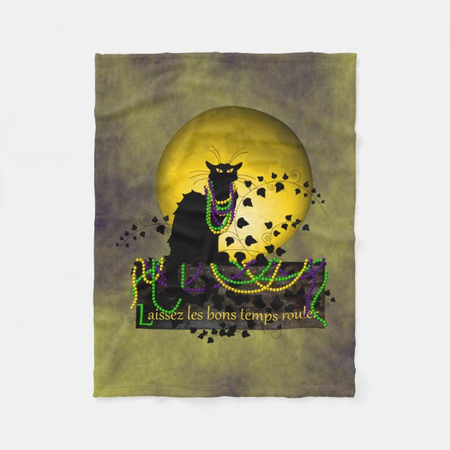 Chat Noir Mardi Gras Fleecedecke (Vorderseite)