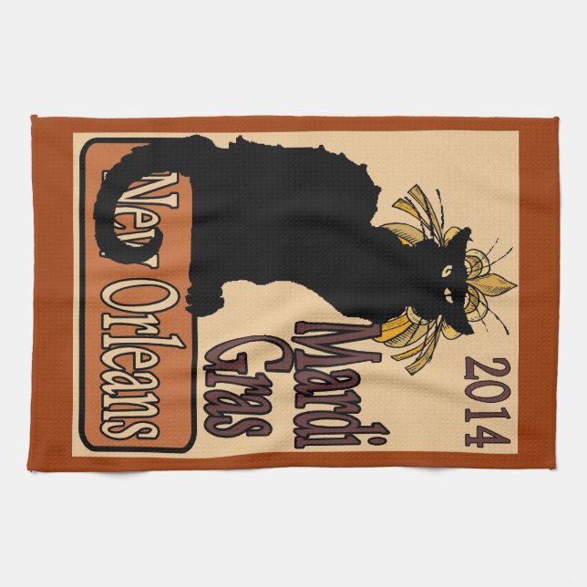 Chat Noir Mardi Gras Handtuch, Handtuch (Horizontal)