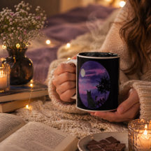 Chat Noir Mignon Sous La Lune – mug pour les amour