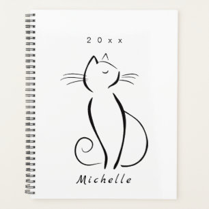 Chat noir minimaliste sur fond blanc ajoutez un no