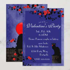 Chat Noir mit Rote Rosen Valentinstag Einladung