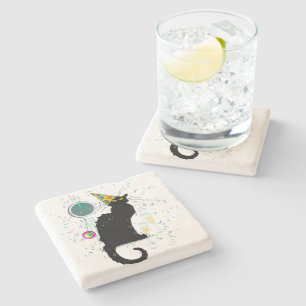 Chat Noir New Years Steinuntersetzer