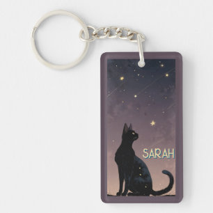 Chat noir nuit étoilée cadeau d'art félin céleste
