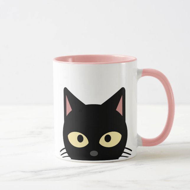 CHAT NOIR PEEKING CAFÉ MUGS (Droite)