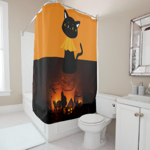 Chat noir pour rideau de douche Halloween