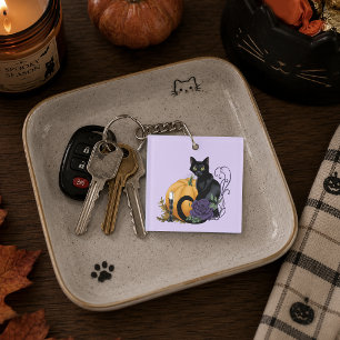Chat noir Rose pourpre Citrouille Citrouille