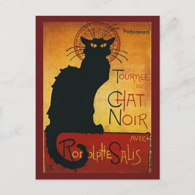 Chat Noir - Schwarze Katze Feiertagspostkarte (Vorderseite)