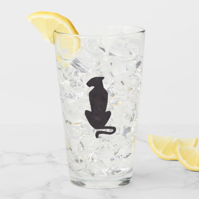Chat noir Silhouette Collins verre tumbler (Devant glace)