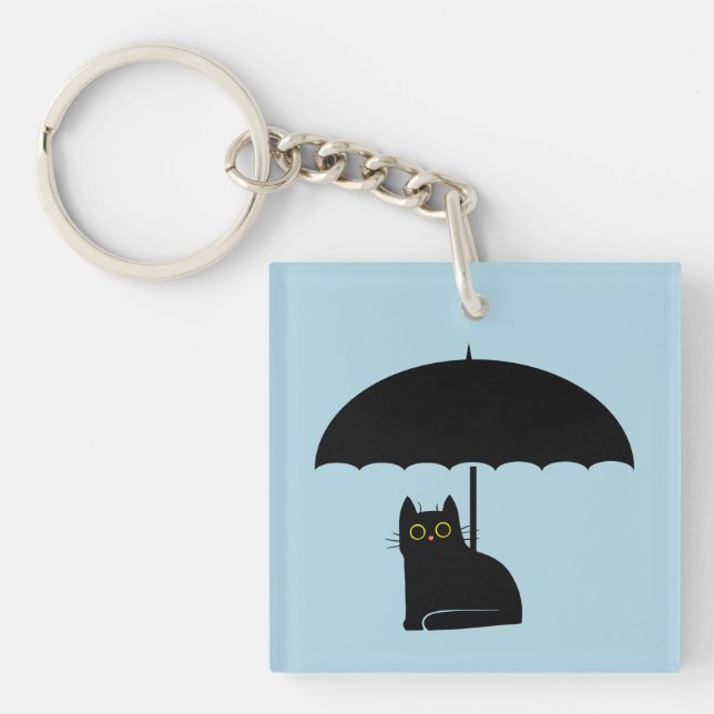 Chat noir sous parapluie (Devant)