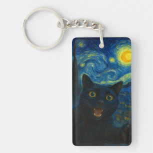 Chat noir Starry Nuit Van Gogh Chat Selfie