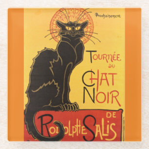 Chat Noir Steinlen Belle Epoque Vintage Kunst Glasuntersetzer