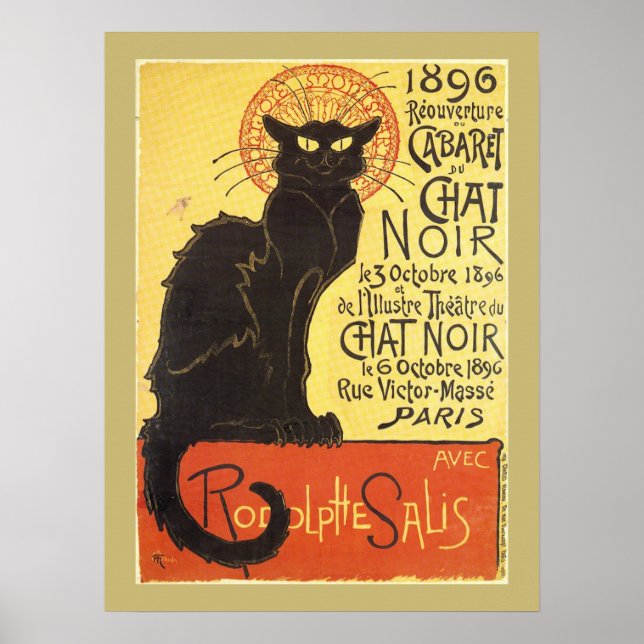Chat Noir Steinlen Belle Epoque Vintage Kunst Poster (Vorne)