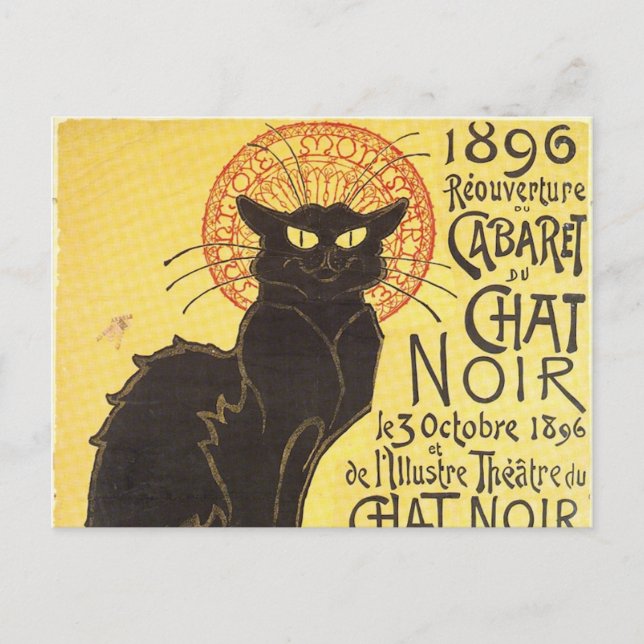 Chat Noir Steinlen Belle Epoque Vintage Kunst Postkarte (Vorderseite)
