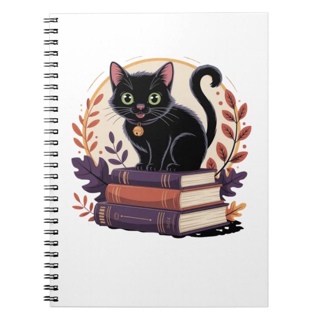 Chat noir studieux – Cahier pour enfants (Devant)