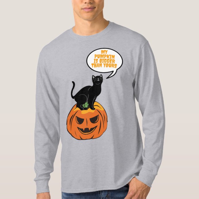 chat noir sur citrouille, T-shirt Halloween (Devant)