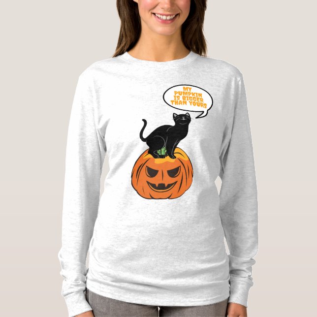 chat noir sur citrouille, T-shirt Halloween (Devant)