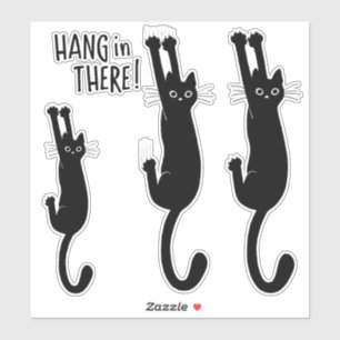 Chat noir suspendu   Funny Stickers de vinyle Kitt