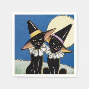 Chat noir vintage Serviettes en papier de fête de 