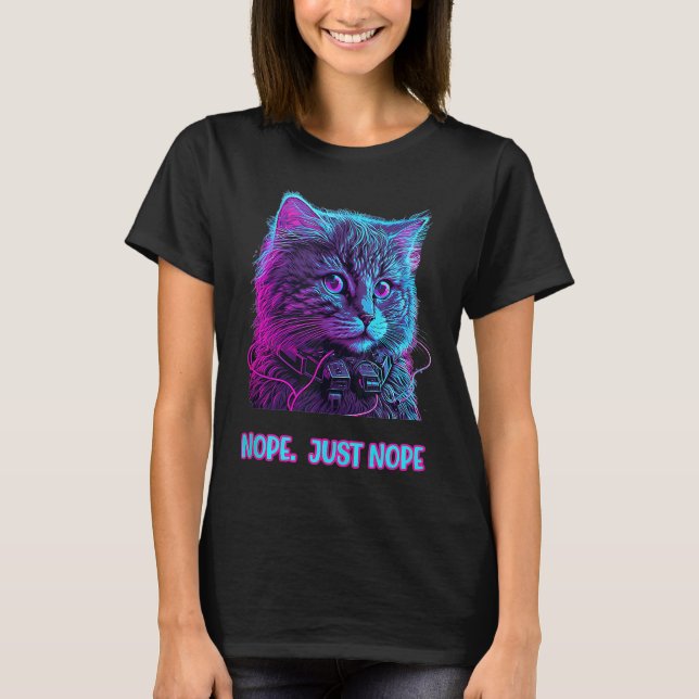 Chat nope nur nope Retrowave ragdoll lauschen T-Shirt (Vorderseite)