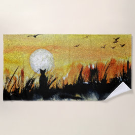 Chat Obsédé Par La Serviette De Plage De La Lune