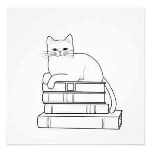 Chat on Books Line Art Fotodruck