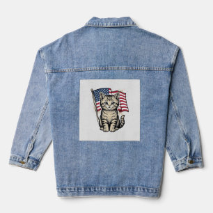 Chat patriotique avec drapeau américain vecteur vi