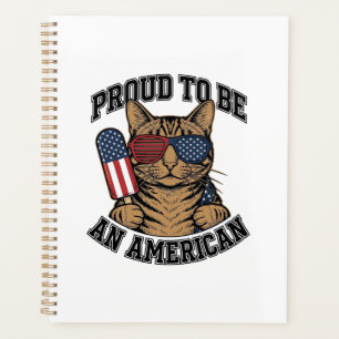 Chat patriotique fier d'être américain vecteur vin