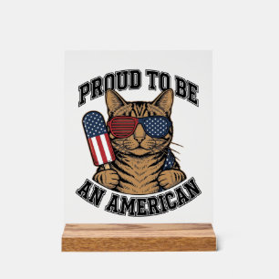 Chat patriotique fier d'être américain vecteur vin