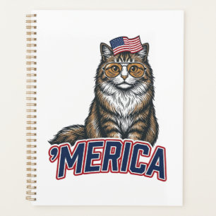 Chat Patriotique Merica Vintage Gravure Maillot Co