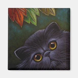 CHAT PERSIEN NOIR - Aimant AUTOMNE