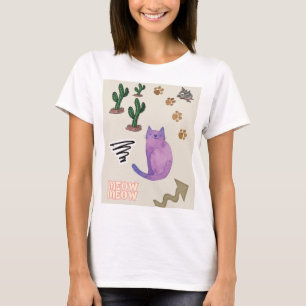 Chat Poisson Cactus Meow Paws T-Shirt