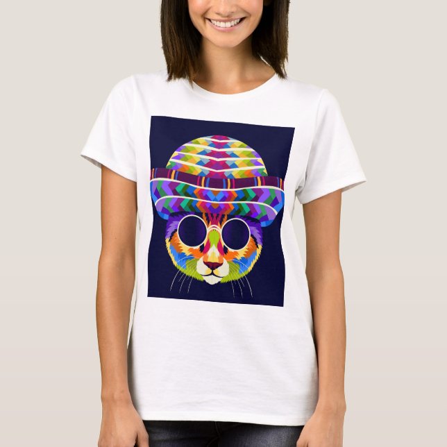 Chat Pop Art T-Shirt (Vorderseite)